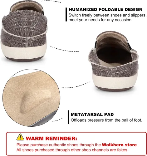 Vista 2 de Zapatos sin cordones para hombre, mocasines de lona para fascitis plantar con soporte para el arco, zapatos ortopédicos casuales antideslizantes