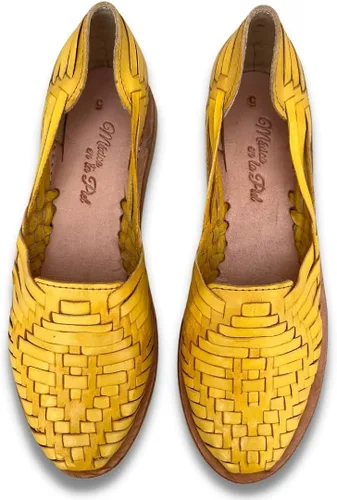 Vista 4 de Mexico en la Piel Sandalias Huarache de cuero. Zapatos planos cómodos para mujer.