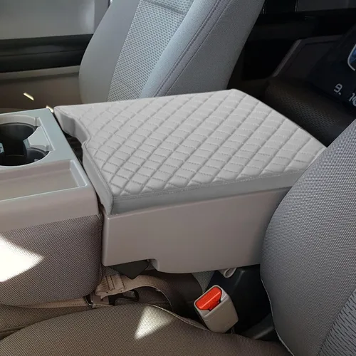 Vista 8 de Zxiaochun Funda de consola central para Ford F150 2015-2025/F250 F350 F450 2017-2025 de cuero para reposabrazos, tapa de consola central, accesorios