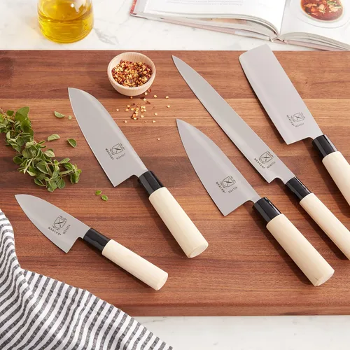 Vista 8 de Mercer Culinary Mercer Collection Essentials - Juego de cuchillos asiáticos de 2 piezas, acero inoxidable