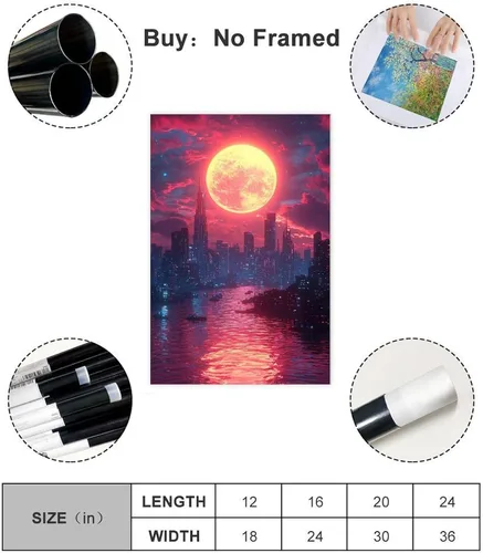 Vista 2 de XAHOR Vaporwave Wall Art – Retro Futuristic Neon Synthwave Print for Modern Home Decor Canvas Posters Wall Art Bedroom Office Room Decor Gift