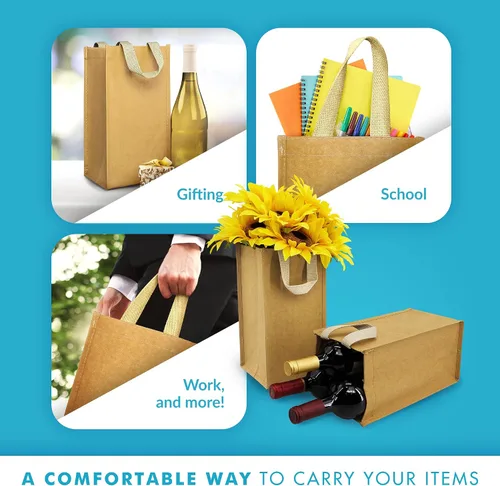 Vista 5 de Simply Green Solutions - Bolsas de papel kraft reutilizables, bolsas de papel marrón lavables, para usar como bolsas de compras, bolsas
