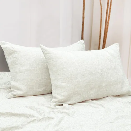 Vista 12 de NTBAY Fundas de almohada de lino francés – Teñidas con hilo, paquete de 2, fundas de almohada estándar de 100% lino, fundas de almohada lavadas