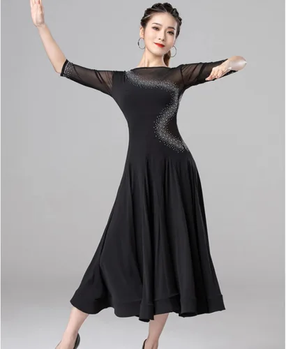 Vista 5 de Ropa de baile de vals para mujer, vestidos de baile de salón estándar, disfraz de práctica de tango, ropa de baile moderna para rendimiento