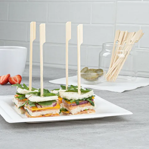 Vista 9 de Restaurantware Pinchos de bambú de 5.9 pulgadas, 100 púas de bambú desechables resistentes – Cabeza de paleta resistente de bambú para aperitivos