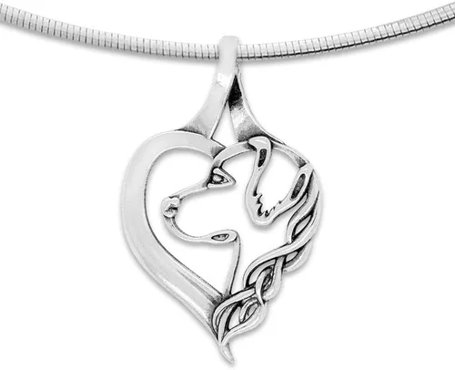 Vista 2 de Collar con colgante de corazón Golden Retriever, regalos de joyería para madres Golden Retriever, Plata esterlina, No es una piedra preciosa