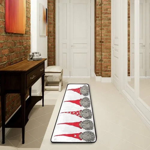 Vista 4 de Christmas Runner Rug, Cute Gnomes Christmas Pattern Runner Rug Floor Mat Non-Skid Kitchen Rug Soft Area Rug for Bathroom Entryway Hallway Dining