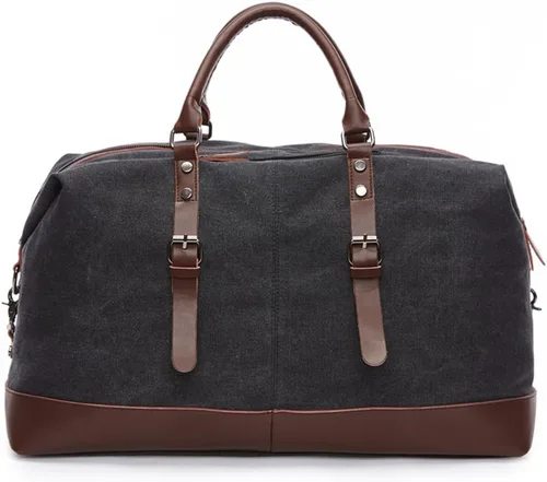 Vista 3 de Bolsa de lona de viaje de fin de semana, extra grande, bolso de mano, Negro