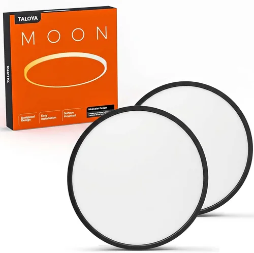 Vista 9 de TALOYA Paquete de 4 lámparas de techo LED de montaje empotrado de 10 pulgadas, 5 temperaturas de color (3000 K-6500 K), luz de panel plano redondo