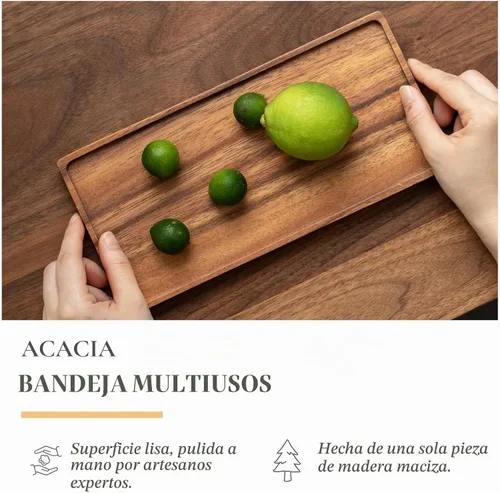 Vista 2 de Vandroop Mini plato de madera para servir, bandeja pequeña de madera