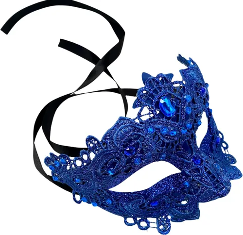 Vista 19 de MASQ Par de máscaras de encaje brocado para mascarada, Mardi Gras, cumpleaños, graduación, boda, fiesta Bk Lace W Pluma