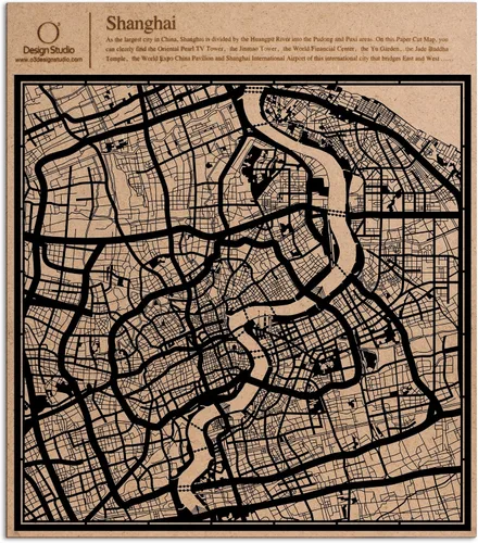 Vista 50 de O3 Design Studio Abu Dhabi - Mapa de corte de papel negro (12 x 12 pulgadas)