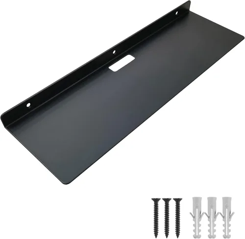 Vista 9 de Pequeño estante flotante – 6 pulgadas, soporte de pared de metal negro, estantes flotantes de pared para router, cámara, plantas, baño, cocina