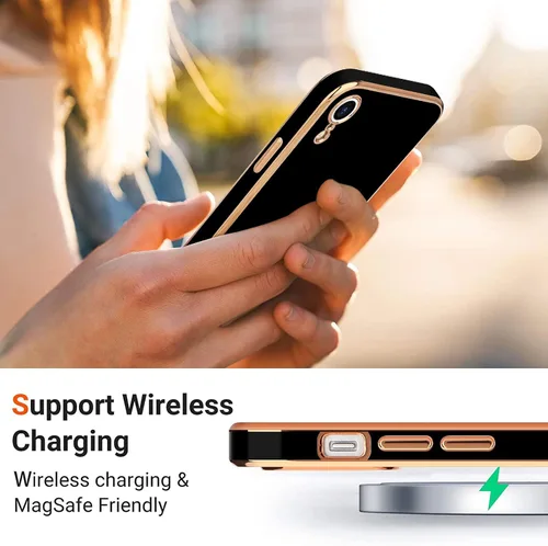 Vista 6 de Teageo Funda compatible con iPhone Xr para mujeres niñas lindo corazón de amor lujoso brillante chapado cubierta trasera suave protección completa