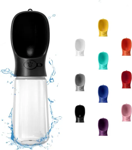 Vista 8 de WePet Botella de agua portátil para perros, 12 onzas, dispensador de agua para cachorros a prueba de fugas con alimentador de bebida para mascotas