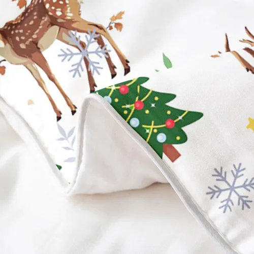 Vista 5 de Erosebridal Funda de edredón de Navidad 100% algodón, ropa de cama de ciervos de Navidad de dibujos animados para niños y niñas, campanas de copo