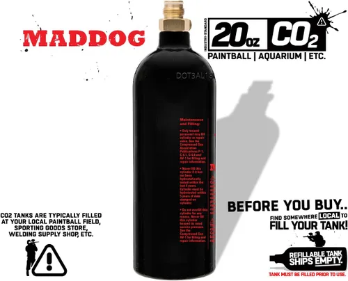 Vista 6 de Maddog 20 Oz Refillable Aluminum CO2 Paintball Tank - Aquarium Bottle - Ships Empty