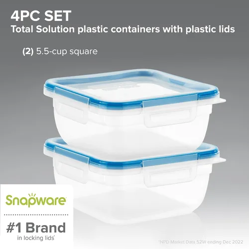 Vista 2 de Snapware Total Solution Paquete de 2 (5.5 Tazas) Juego de Contenedores de Almacenamiento de Alimentos de Plástico, Tapas Herméticas y a Prueba