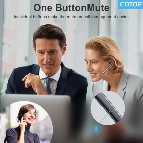 Vista 4 de COTOE Auriculares Bluetooth V5.3, auricular inalámbrico con estuche de carga de 500 mAh, auriculares manos libres, micrófono con cancelación