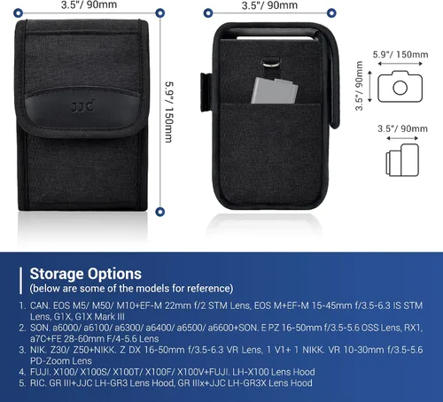 Vista 2 de JJC Funda de viaje para cámara Sony A6700 A6000 A6100 A6400 A6500 A6300+lente de 0.630-1.969 in, RX1R III, para Fujifilm X-E5 X100VI X100V, Ricoh