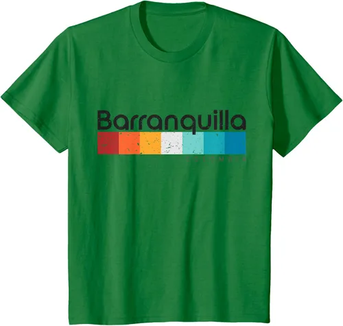 Vista 50 de Barranquilla Colombia - Camiseta de diseño vintage de estilo retro, Blanco, S
