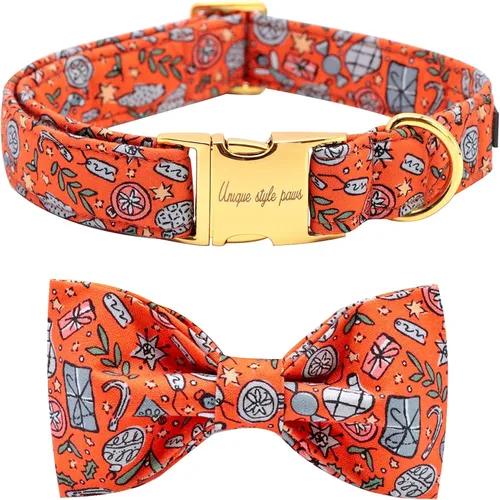 Vista 14 de Unique style paws - Collar con lazo de pera de algodón para perros, collar de verano ajustable para perros pequeños, medianos y grandes - XS