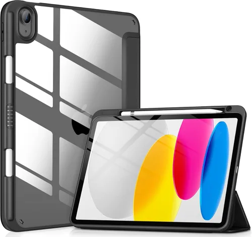 Vista 23 de DTTOCASE - Funda para iPad de 10.ª generación de 2022, 10.9”, reverso transparente y marco de poliuretano termoplástico antigolpes