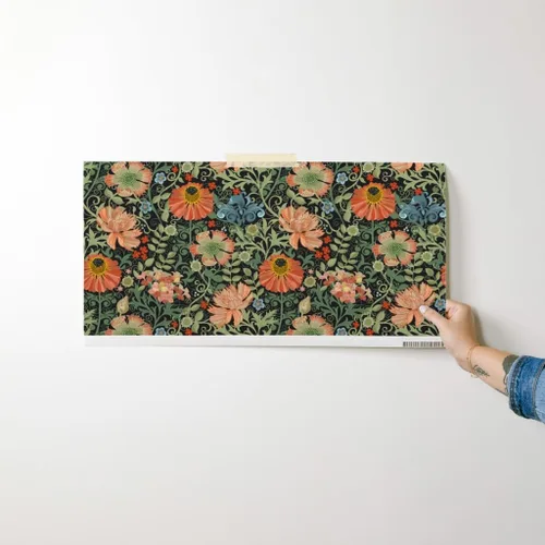 Vista 7 de Papel tapiz para despegar y pegar, diseño Art Nouveau con flores negras, diseño floral, decoración de jardín, papel pintado extraíble Spoonflower