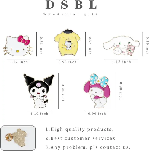 Vista 2 de Lindos pines de estilo gato de gatito con diseño de caricaturas, pines de solapa esmaltados para mochilas, Acero inoxidable, multicolorfantasía
