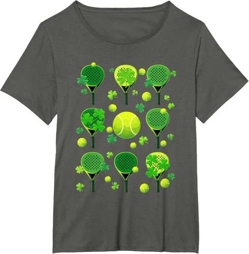 Vista 21 de St Patricks Day Padel Tennis Shamrock Paddle Irish Pride T-Shirt