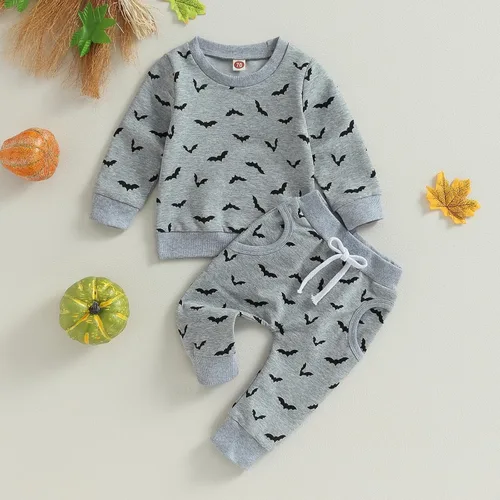 Vista 60 de YINGISFITM Conjunto de camisa de calabaza de Halloween para bebé, niña, niño, sudadera y pantalones para otoño e invierno