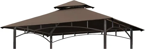 Vista 14 de Eurmax USA Cubierta de Reemplazo para Cenador de Parrilla de Alto Rendimiento 5x8, Toldo para Refugio de Barbacoa (Cacao)