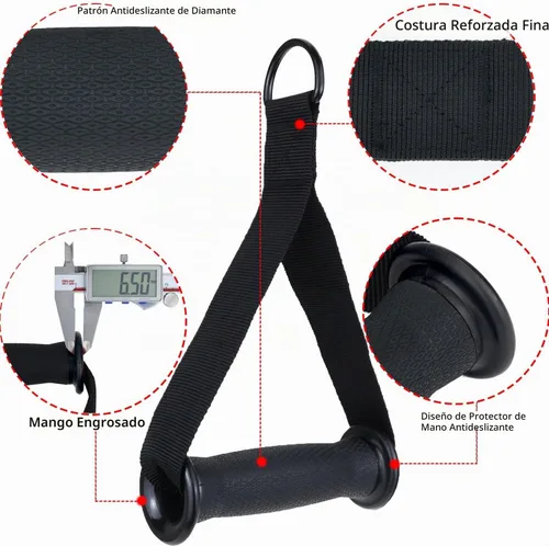 Vista 2 de Asas de resistencia para gimnasio, mango de repuesto resistente, accesorios para poleas de máquina de cable, banda de resistencia y entrenador