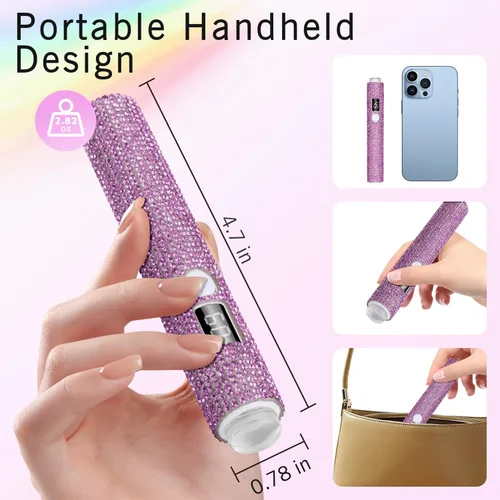 Vista 4 de Luz UV de mano para uñas de gel, mini luz UV con purpurina para uñas, lámpara de uñas portátil inalámbrica para uñas de gel X de curado rápido