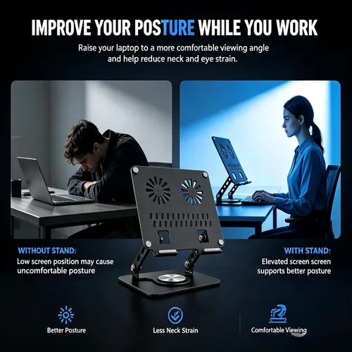 Vista 7 de Soporte ajustable para laptop, soporte para computadora con base