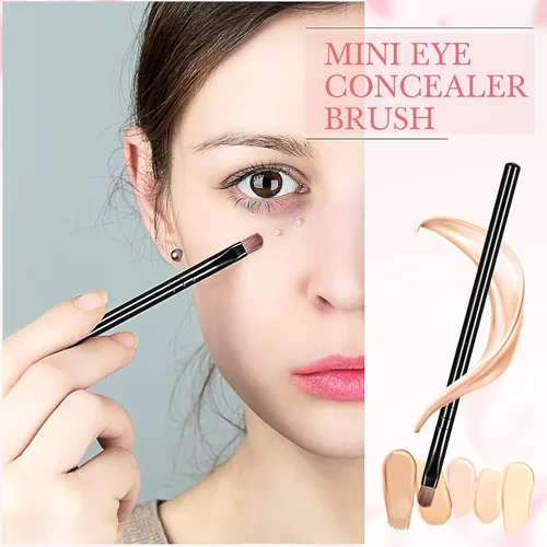 Vista 5 de Patelai 48 brochas de maquillaje planas, pinceles para corrector de labios planos, pequeños cepillos portátiles para cejas, corrector de cejas Negro