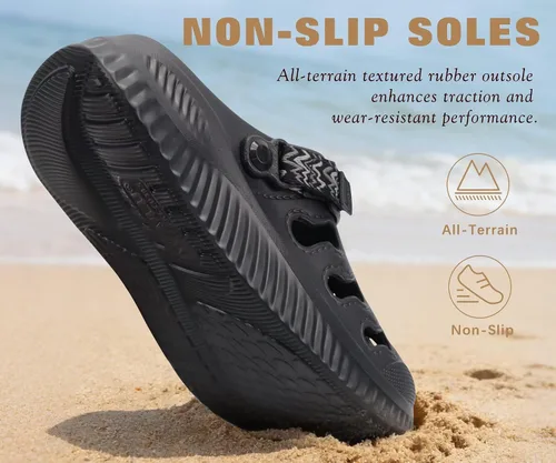 Vista 4 de KuaiLu Zuecos clásicos de recuperación para mujer, cómodas sandalias acolchadas para caminar, para aliviar la fascitis plantar, sandalias