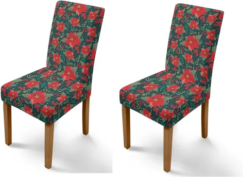 Vista 68 de Rnyleeg Fundas navideñas para sillas de comedor, fundas de asiento de comedor con estampado de campanas brillantes, juego de 1 funda suave y lavable
