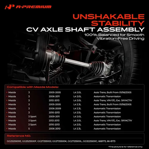 Vista 2 de A-Premium Conjunto de eje de eje CV compatible con Mazda 3 2005-2013, 3 Sport 2009-2013, 5 2006-2010, transmisión automática, lado del pasajero