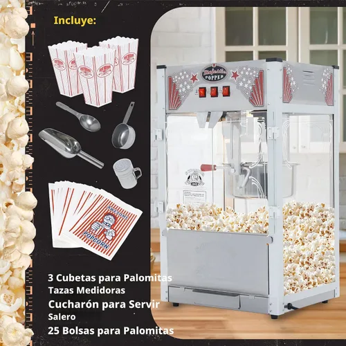 Vista 3 de Majestic - Máquina de palomitas de maíz, hervidor de acero inoxidable de 16 onzas que hace hasta 96 tazas, máquina eléctrica para hacer palomitas