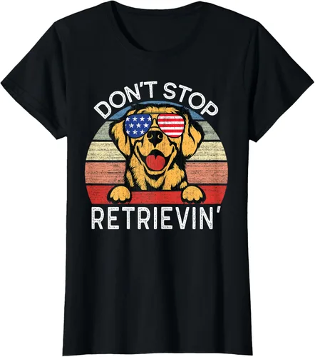Vista 48 de Don't Stop Retrievin' Golden Retriever Dog Camiseta, Negro