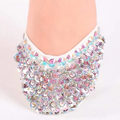 Vista 6 de Exceart - 1 par de zapatos de baile de piruette estilo contemporáneo con media suela de cristal elástico para ballet jazz niñas y mujeres talla S