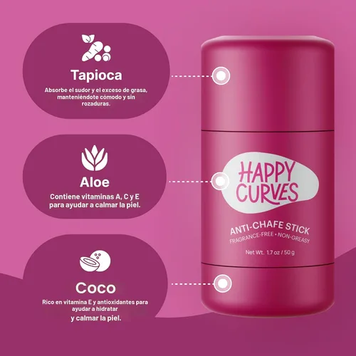 Vista 4 de HAPPY CURVES Barra antirozaduras – Protección contra rozaduras y fricción para mujeres, ideal para muslos, axilas y más – Protector de roce
