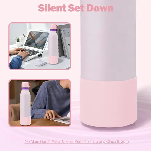 Vista 4 de 2 botas de silicona superiores para Owala FreeSip Twist de 24 onzas, funda inferior resistente a los arañazos, accesorios de botella de Owala Campo
