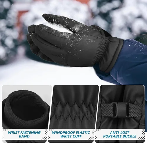 Vista 3 de Guantes de invierno, 3M Thinsulate guantes de nieve impermeables para clima frío cálido - Ciclismo, correr, conducir