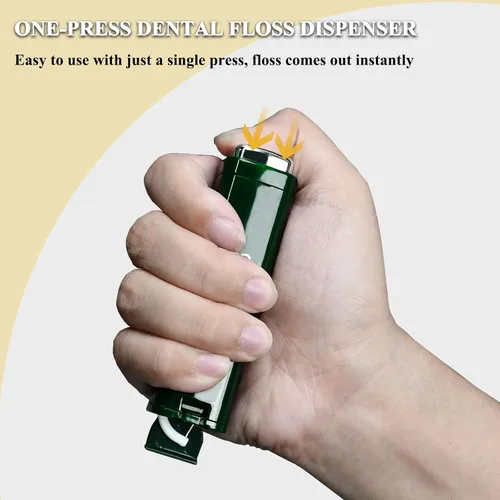 Vista 4 de Paquete de 2 dispensadores de hilo dental portátiles (150 púas de repuesto), estuche compacto de hilo dental de una sola presión para viajes