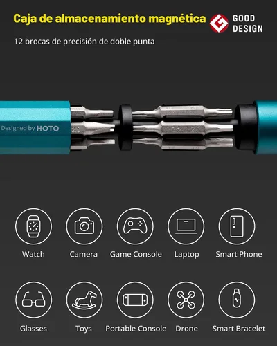Vista 5 de HOTO Juego de mini destornilladores 24 en 1, kit de reparación de lentes Turquesa Oscuro
