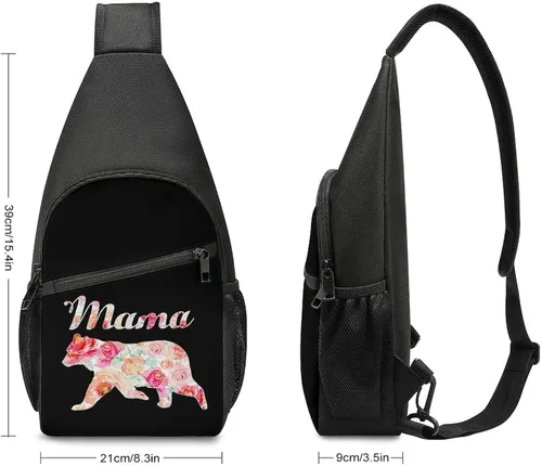 Vista 2 de Mama Bear - Mochila cruzada casual de moda, diseño floral, ligera, para viajes, senderismo