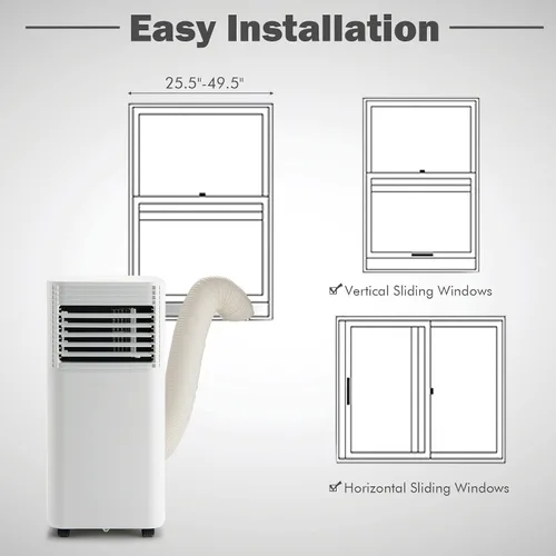 Vista 6 de PETSITE Aire acondicionado portátil, unidad de enfriamiento de CA de 8000 BTU para habitación, unidad de CA 3 en 1 con enfriador de aire, ventilador