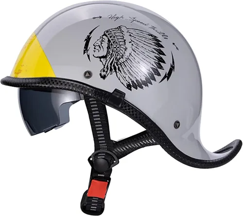 Vista 14 de Casco retro para motocicleta, aprobado por DOT, para adultos, hombres y mujeres, estilo alemán vintage, casco de media cara para scooter